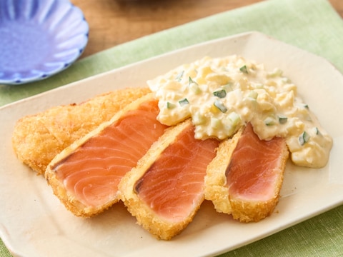 エンペラーサーモンのレアカツ 和風タルタルソース